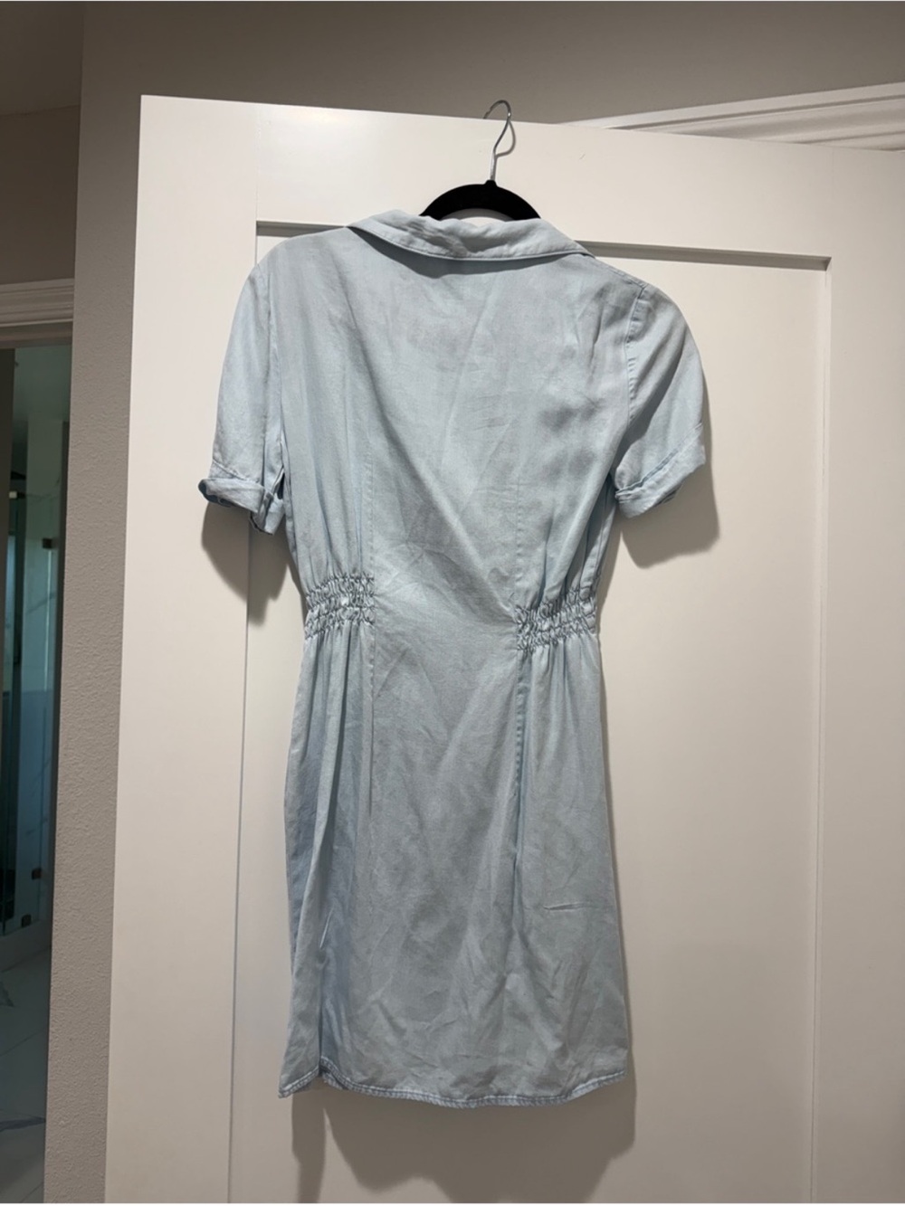 Zara Pale Blue Button-Front Mini Dress - Picture 6 of 6